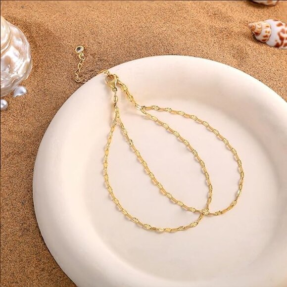 Ankle Bracelets for Women Single Clasp Layered Mirror-Gold - Picture 7 of 7